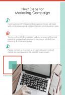 Next Steps For Marketing Campaign One Pager Sample Example Document