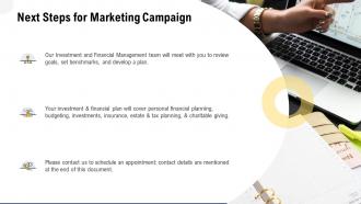 Next steps for marketing campaign ppt slides ideas
