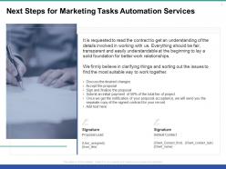 Next Steps For Marketing Tasks Automation Services Ppt Powerpoint Presentation Deck