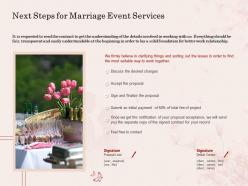 Next steps for marriage event services ppt powerpoint presentation slides example