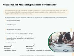 Next steps for measuring business performance contract ppt layouts