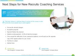 Next steps for new recruits coaching services ppt powerpoint presentation gallery design inspiration