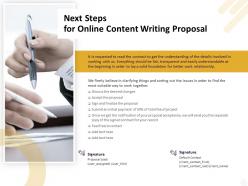 Next steps for online content writing proposal ppt powerpoint guidelines