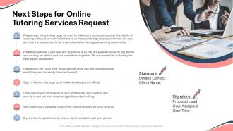 Next steps for online tutoring services request ppt summary outfit