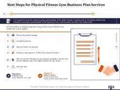 Next steps for physical fitness gym business plan services ppt layouts