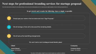 Next Steps For Professional Branding Services For Startups Proposal Ppt Guidelines