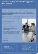 Next Steps For Project Contractual Apprentice Work Proposal One Pager Sample Example Document