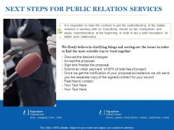 Next steps for public relation services ppt powerpoint presentation ideas show