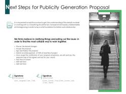 Next steps for publicity generation proposal ppt powerpoint presentation infographics