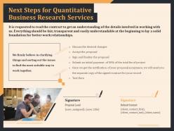 Next steps for quantitative business research services ppt ideas