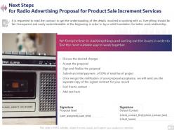 Next steps for radio advertising proposal for product sale increment services ppt styles slides