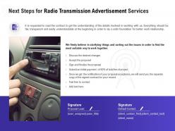 Next steps for radio transmission advertisement services ppt infographics