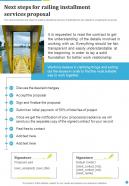 Next Steps For Railing Installment Services Proposal One Pager Sample Example Document