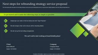 Next Steps For Rebranding Strategy Service Proposal Professional Business Branding Services Proposal
