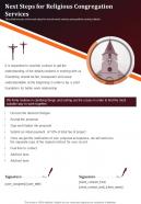 Next Steps For Religious Congregation Services One Pager Sample Example Document