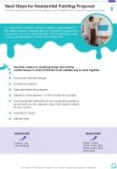 Next Steps For Residential Painting Proposal One Pager Sample Example Document
