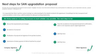 Next Steps For SAN Upgradation Proposal