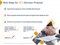 Next steps for seo services proposal ppt powerpoint presentation professional