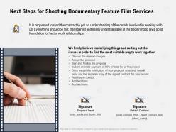 Next steps for shooting documentary feature film services transparent ppt powerpoint presentation shapes