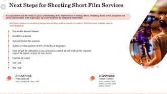 Next steps for shooting short film services ppt summary structure