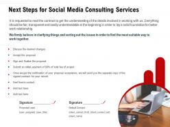 Next steps for social media consulting services ppt powerpoint presentation tutorials