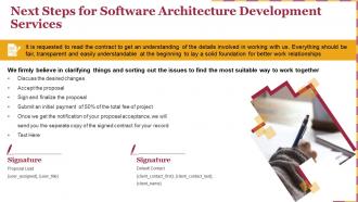 Next steps for software architecture development services ppt slides layout