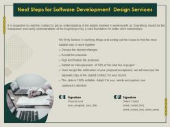 Next steps for software development design services ppt icon