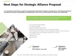 Next steps for strategic alliance proposal finalize ppt powerpoint slides