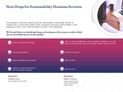 Next steps for sustainability business services ppt powerpoint presentation icon outfit