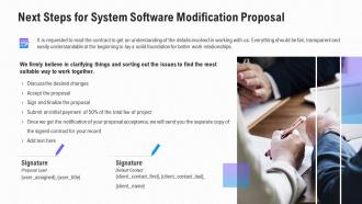 Next steps for system software modification proposal ppt slides icon