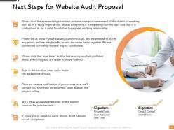 Next steps for website audit proposal ppt powerpoint presentation background designs