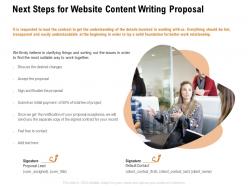 Next steps for website content writing proposal ppt powerpoint presentation professional skills