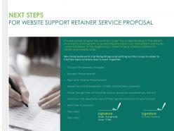 Next steps for website support retainer service proposal ppt topics
