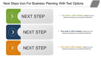 Next steps icon for business planning with text options