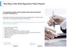 Next steps in non profit organization project proposal ppt powerpoint portfolio