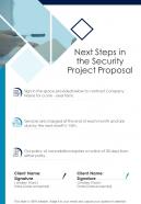Next Steps In The Security Project Proposal One Pager Sample Example Document