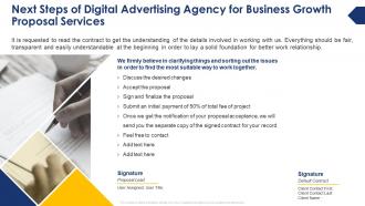Next steps of digital advertising agency for business growth proposal services