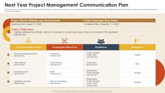 Next Year Project Management Communication Plan