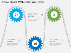 Nf three gears with chain and icons flat powerpoint design