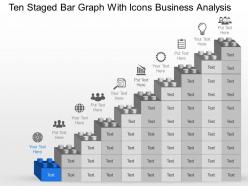 Ng ten staged bar graph with icons business analysis powerpoint template slide