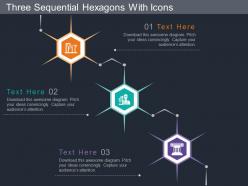 Ng three sequential hexagons with icons flat powerpoint design