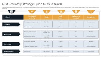 NGO Monthly Strategic Plan To Raise Funds