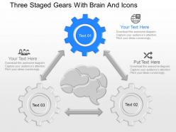 Nh three staged gears with brain and icons powerpoint temptate
