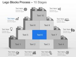Ni ten staged lego blocks with icons powerpoint template slide