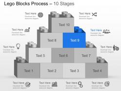 Ni ten staged lego blocks with icons powerpoint template slide