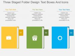 Ni three staged folder design text boxes and icons flat powerpoint design