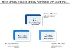 Niche strategy focused strategy approaches with board and arrow image