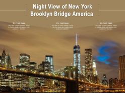 Night view of new york brooklyn bridge america