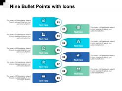Nine bullet points with icons