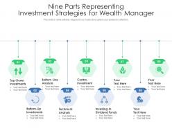 Nine parts representing investment strategies for wealth manager